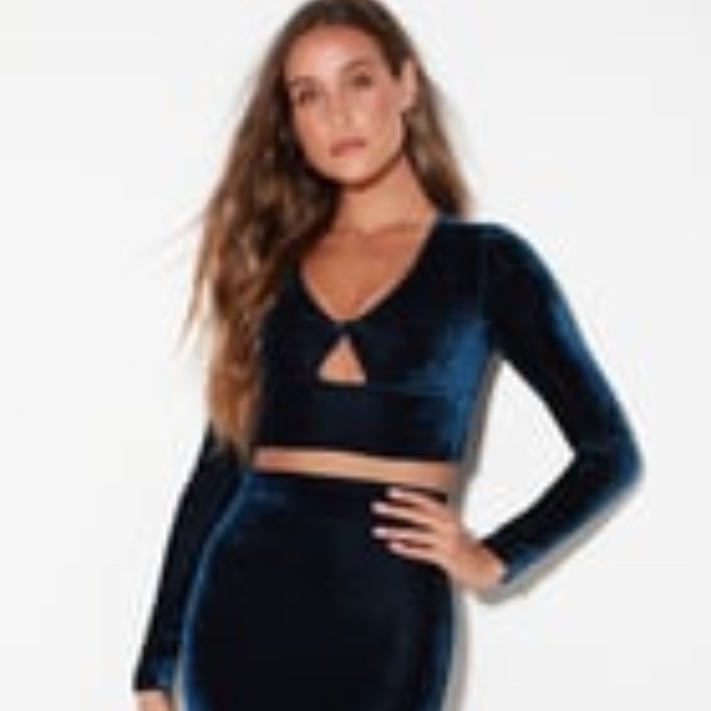 Lulu's My All Navy Blue Velvet 2-Piece Dress- NWT
